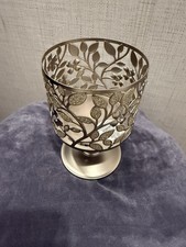 Bath & Body Works Dogwood Candle Holder Pedestal 3-Wick Silver NEW WINTER