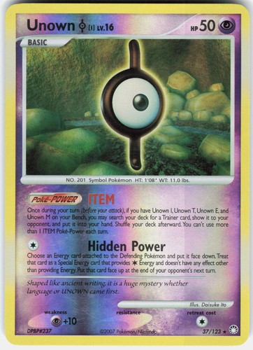 Pokemon Unown [I] 37/123 Rare Mysterious Treasures Pokemon Reverse Holo NM