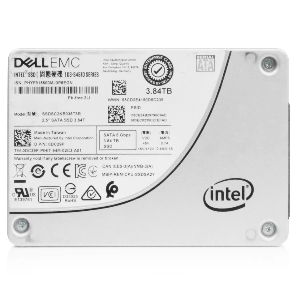 Dell/Intel D3-S4510 3.84TB SATA 6Gb/s 2.5in Enterprise SSD - SSDSC2KB038T8R - Image 4 of 4