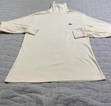 Vintage Izod Lacoste Sweater Mens Small White Turtleneck Logo Pullover Casual