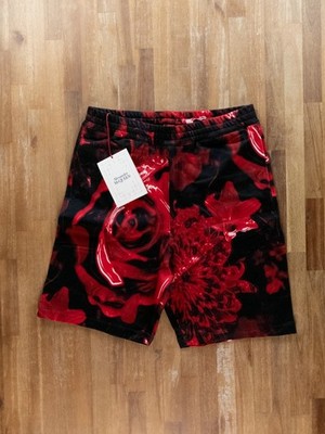 ALEXANDER MCQUEEN red & black Wax Floral shorts Size Medium authentic NWT