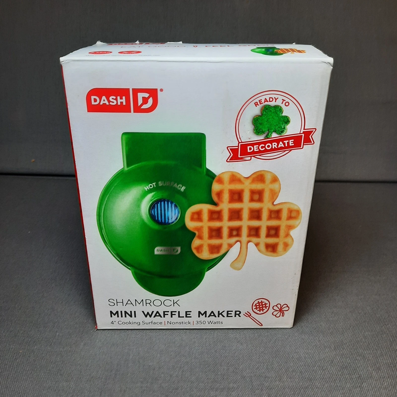 DASH Shamrock Mini Waffle Maker 4" Nonstick 4 Leaf Clover St Patrick’s Day Irish
