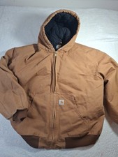 Carhartt J140 BRN Jacket Men's 3XL Brown Duck Canvas Quilted Flannel Distressed