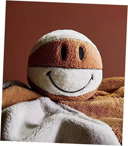 11.8 inch Simple Like-Smile Face Basketball Like-Smile Face Pillow Plush Throw