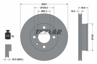 Textar Bremsscheiben Textar PRO Ø 241Mm InnenbelüFtet Beschichtet FüR KIA 921471