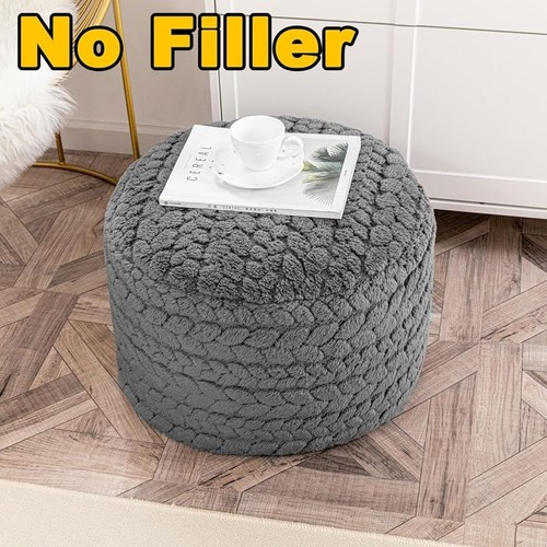 Ungefüllter Fell Pouf Ottomane Weich Plüsch Aufbewahrung Fußstütze Chic Akzent Sitz Neu - Bild 6 von 25