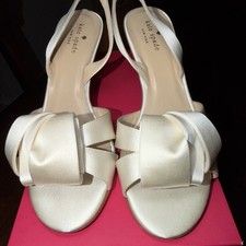 Kate Spade New York Madison Ivory Satin Slingback Heels 8M