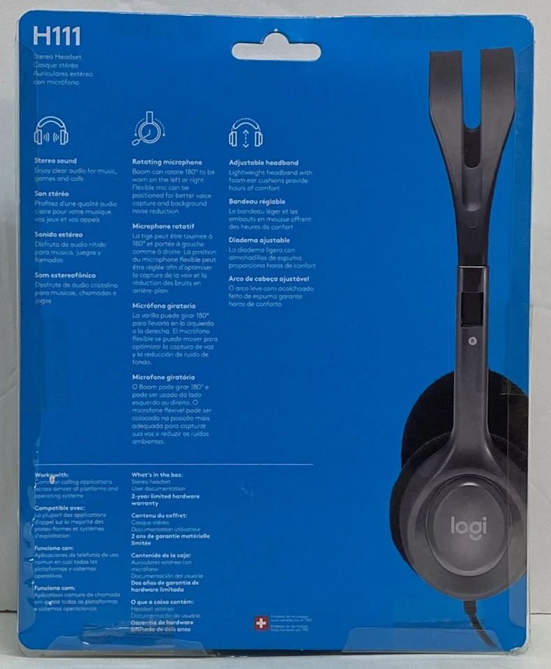 Logitech H111 Stereo Headset With Microphone For Computers, Smartphones, Tablets - Image 4 of 4