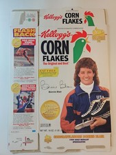 1994 Kelloggs Corn Flakes BONNIE BLAIR SPEEDSKATING OLYMPIC GOLD Cereal Box Flat