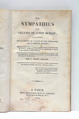 MARIA GELCEN DES SYMPATHIES DES ORGANES DU CORPS HUMAIN PARIS 1822 - Photo 1/4