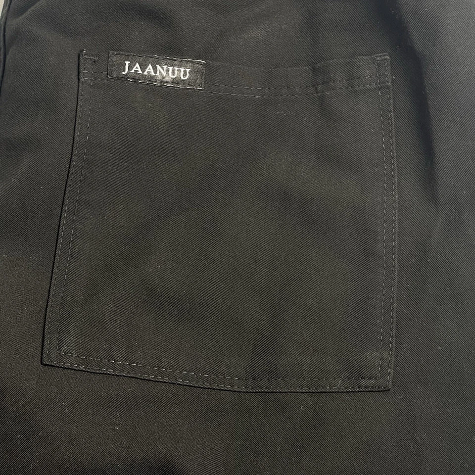 Jaanuu Scrub Pants Small Black 7 Pocket Cargo Yoga Waist Interior Drawstring - Image 4 of 4