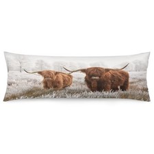 Highland Cow Body Pillow Cover Western Cow Animal Wildlife Farm House Grassla...
