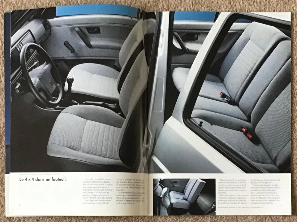 VOLKSWAGEN GOLF RANGE Sales Brochure Aug 1987 #720/1190.23.41 FRENCH TEXT - Image 3 of 4
