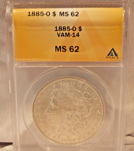 1885-O   MORGAN DOLLAR  *BLAST WHITE LUSTER*   MS-62    VAM-14   90% SILVER!!!