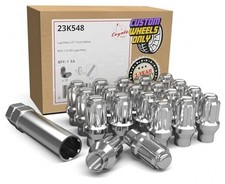 Set of 20 Lug Nut Small Diameter Narrow M14 x 1.5 Chrome Closed End Spline