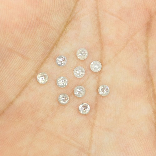Diamante de corte rosa redondo suelto natural de 1,02 quilates 2,55 mm color gris diamante LQ3185 - Imagen 3 de 8