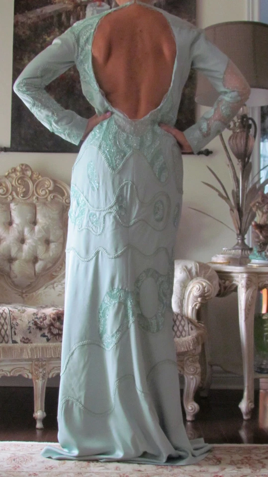 EMILIO PUCCI Pasarela Adornada, Piezas de Encaje, Vestido Largo It 44, EE. UU. 8-10, REINO UNIDO 12, M-L Foto 2 de 4