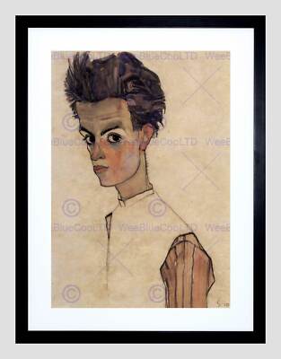 EGON SCHIELE SELF PORTRAIT OLD MASTER BLACK FRAMED ART PRINT PICTURE B12X2793