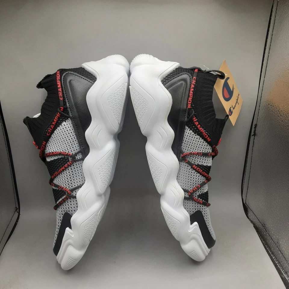 Zapatillas Champion Meloso Flux para niños 6,5 jóvenes grandes negras concreto rojo. A244 Foto 3 de 4