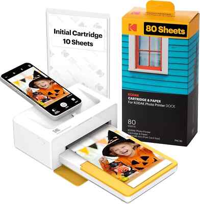 KODAK Dock Plus 4PASS Instant Photo Printer (4x6 inches) + 90 Sheets color