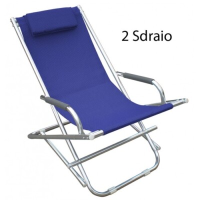 Sdraio Pieghevole in Alluminio Blu Sedia Prendisole Poltrona da