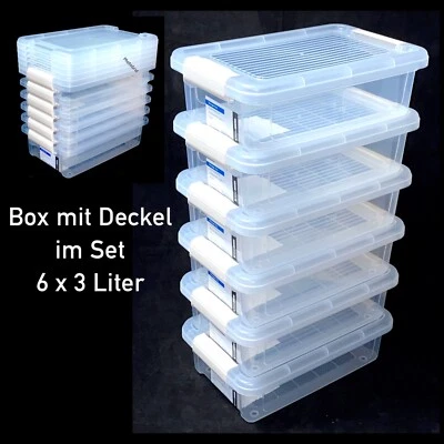 Aufbewahrungsbox mit Deckel 6er Set 3,0 Liter Kunststoffbox Plastikbox Box - Bild 1 von 4