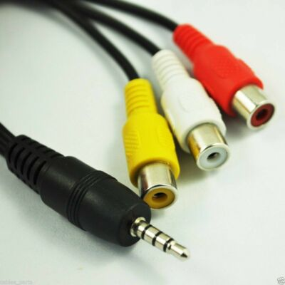 #ad #ad new 20cm Black DC 3.5mm Plug Male to 3 RCA Female Adaptor Audio Video Cable $5.49