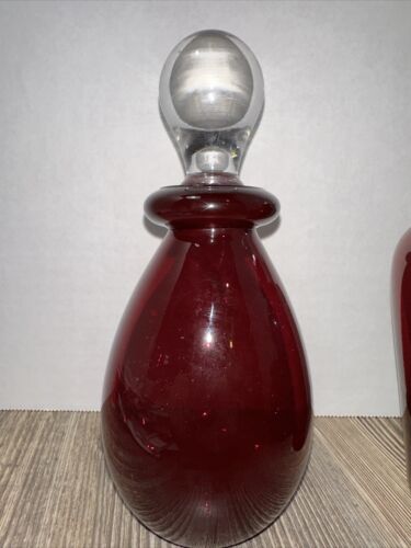 Bottiglia Vetro Rosso Vanità Bagno con Tappi Vetro Trasparente Set di 3 Bottiglie Profumo - Foto 4 di 7