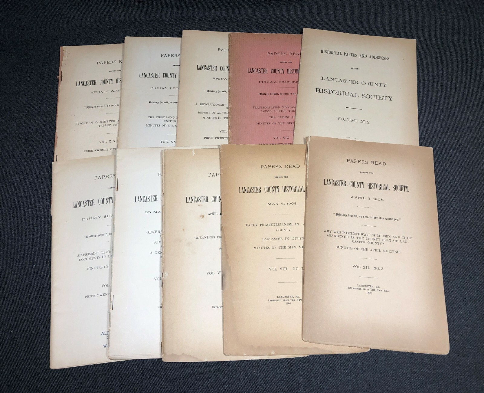 Lancaster County PA History Society Booklets 1899-1916 Ten Book Collection  | eBay