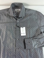 Robert Graham Shirt Men's 39 15.5 Gray Polka Dot Tailored Fit Button Up Cotton