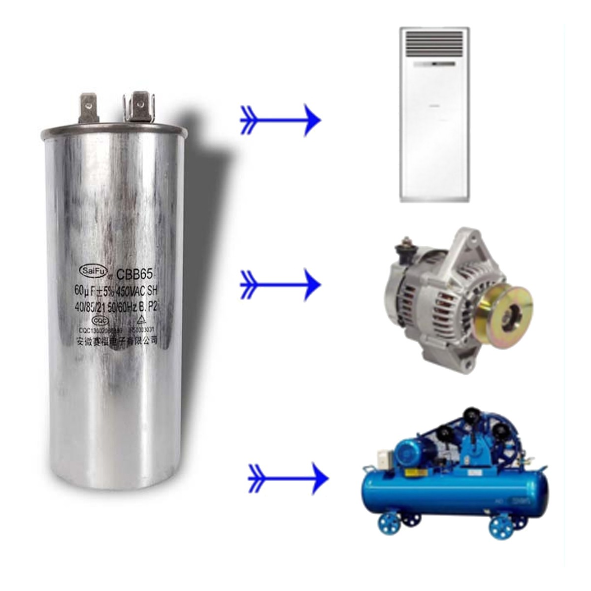 60uF CBB65-A 450VAC 50/60Hz Air Conditioner Appliance Motor Start Run Capacitor - Foto 10