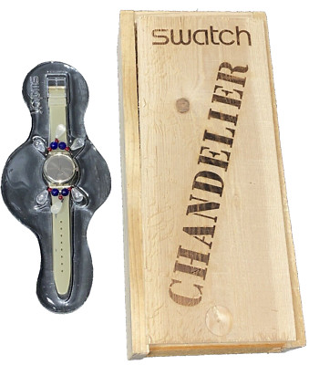 NEW Swatch 1992 Chandelier Xmas Watch Glass Iceberg Display Mirrored Dial GZ125