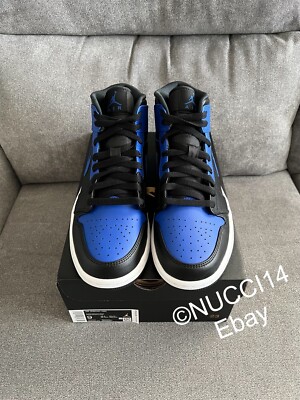 Size 9 - Nike Air Jordan 1 Mid Hyper Royal Tumbled Leather Receipt