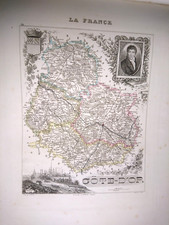 OLD MAP OF COTE D OR FRANCE BY M VUILLEMIN 19 centuries OLD MAP OF COTE D OR FRANCE BY M VUILLEMIN 19 centuries