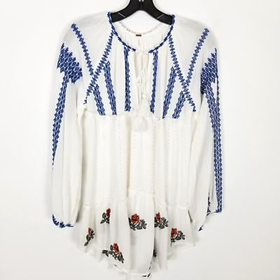 Free People Womens Wild Horses Mini Dress Sz XS White Embroidered Boho  Tassel | eBay