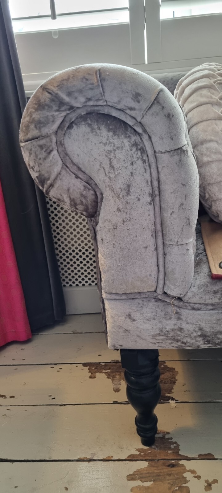 Small Chaise Lounge Grey Crushed Velvet eBay