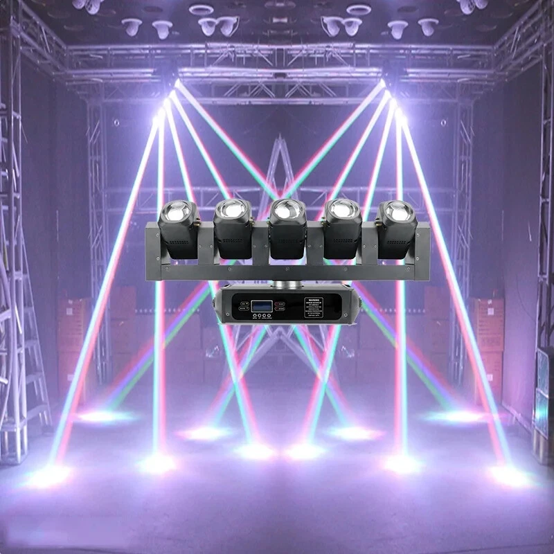 5 Heads Led Moving Lights Beam Strobe Disco DJ Club Stage Lighting 2 IN 1 5*40W - Image 3 of 4