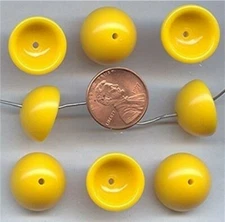 144pcs VINTAGE WEST GERMAN YELLOW 18mm CAP BEADS g164