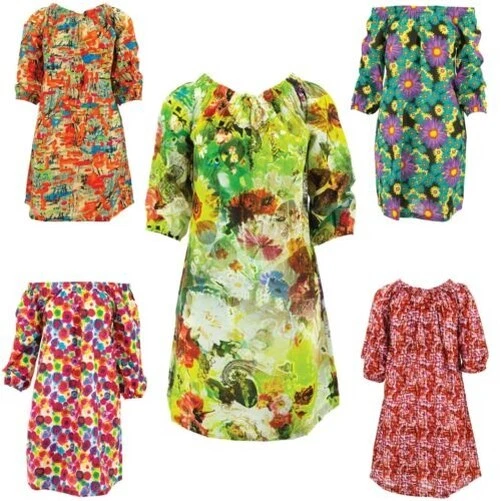 Épaule Dénudée Robe Ministry of Colour Robe Genou Longueur Pull Boho en Vrac - Photo 1/1
