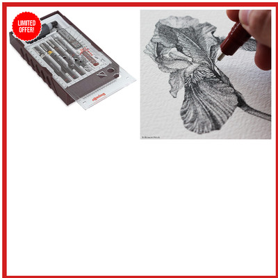 ROtring Isograph Fineliner College Set mit 3 Tuschefüllern und Tikky-Druckble...