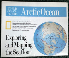 Vintage 1990 World Ocean Floors Arctic Ocean National Geographic Society Map