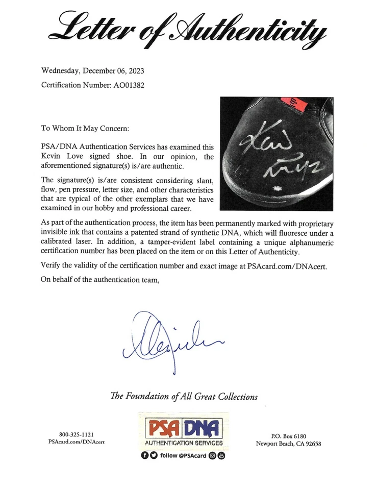 Kevin Love PSA/DNA Autograph Reebok S Carter Basketball Shoe - High School Worn? - Image 4 of 4