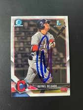 Raynel Delgado Signed 2018 Bowman Draft Chrome Card Cleveland Indians Auto COA