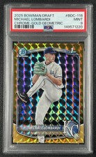 MICHAEL LOMBARDI PSA 9 2025 BOWMAN DRAFT CHROME GOLD GEOMETRIC REFRACTOR 6/50