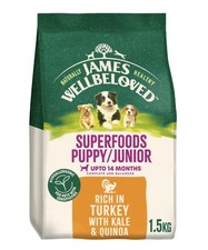 James Wellbeloved Superfoods Puppy Junior Dry Dog Turkey 1.5kg BB:16/05/26 5.99 per kilo