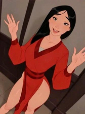 2.5x3.5" Aceo Print HD Mini Photo Cartoon Waifu Princess Chrismas, Mulan