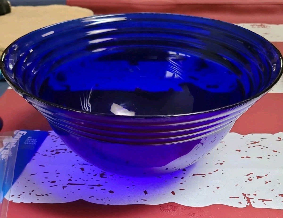 Bormioli Rocco Cobalt Blue Large Ringed Mixing Bowl 4 Qt. 11.5" X 5.5"