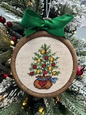 Christmas Tree - Framed Christmas Cross Stitch Ornament