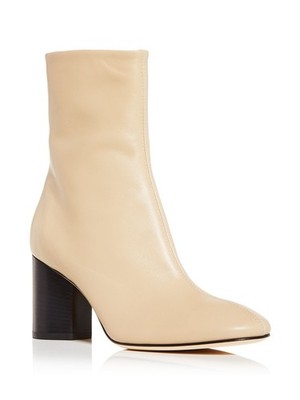 AEYDE Womens Beige Comfort Alena Round Toe Block Heel Zip-Up Leather Boots 40