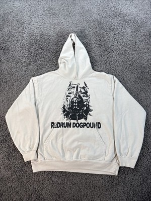 Redrum Dog Pound Hoodie Mens XL Graphic Heavy White Ivory Bull Dog